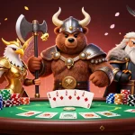 Join j188's thrilling casino adventure with a Viking berserker, Valkyrie eagle, and poker elements.