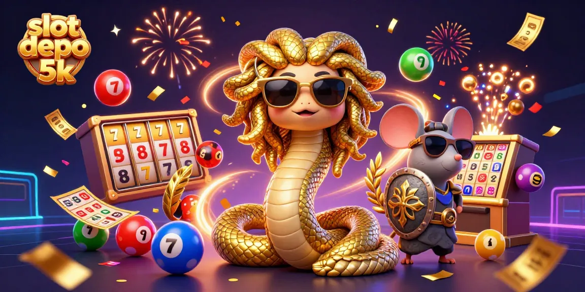 Experience the excitement of slot depo 5k with our engaging illustration featuring vibrant colors and dynamic elements.