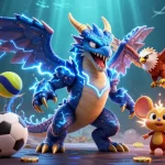 Experience the thrills of da 88 in this electrifying 3D casino illustration filled with dynamic sports elements.