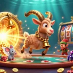 Experience a thrilling gambling scene with luong son in a captivating 3D illustration with festive characters stealing poker chips.