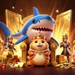 U31 casino adventure with a fierce golden hamster king surrounded by treasure elements and royal sea guards.