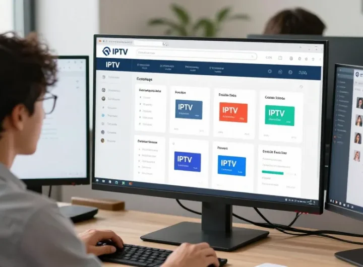 IPTV reseller UK managing panel credits in a professional local business setting, trusted provider offering quality service.