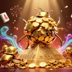 Experience thrilling gaming action at lv88, featuring golden beetles and majestic casino symbols.