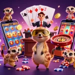 Okwintv showcases a vibrant casino scene with meerkats engaging in gambling adventures and exciting slot games.