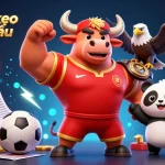 Experience thrilling sports betting with tỷ lệ kèo nhà cái showcased by winning mascots and dynamic elements.