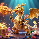 Experience the thrill of LLWIN with a vibrant 3D illustration featuring a golden dragon and exciting casino elements.