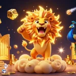 Engage with graziellapopescu's vibrant sun lion character amidst a rich, dynamic casino scene.