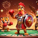 Engage in thrilling games with cm88 là gì, featuring a dynamic 3D casino scene with poker elements.