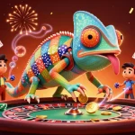 Experience the excitement with ao88's animated chameleon casino owner and vibrant game elements.