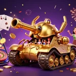 Experience the thrill of rakhoitv with a vibrant casino scene featuring a golden beetle tank and interactive gaming elements.