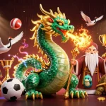 B52 Club game illustration featuring jade dragon, turtle sage, and lucky cranes with dynamic sports elements.