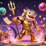 Watch the thrilling 69vnn underwater casino scene with a golden tiger shark and colorful lottery elements.