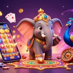 Hit club depicts a vibrant scene with a Diwali-themed elephant and colorful casino games celebrating winning strategies.