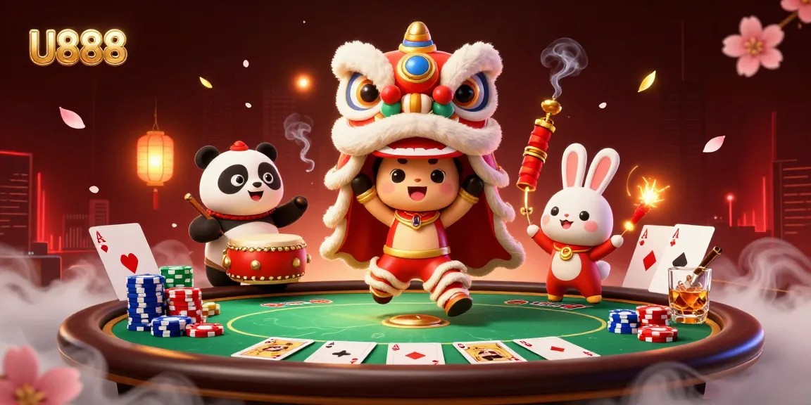 Engage with U888's exciting poker scene featuring vibrant characters and dynamic gameplay elements.
