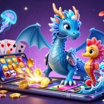 Engage with giải mã nhà cái in this vibrant 3D scene filled with casino elements and magical characters.