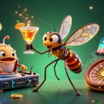 Experience the excitement at qs88 with a lively 3D illustration of a casino scene featuring unique characters and game elements.