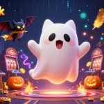 Experience thrilling gaming with ayowdyuk while encountering a ghost cat and bat in a haunted casino.