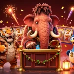Experience dynamic gameplay at rikvip with a whimsical casino scene featuring vibrant characters and slot elements.