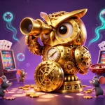 Engage with DA88's vibrant casino world featuring a golden owl and interactive gaming elements.