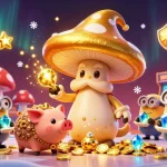 Experience the thrilling magic of 123b with a golden mushroom wizard, treasure, and arcade action.