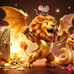 Join the excitement at hit-club as the chimera creature triumphs amidst dazzling treasures and riches!