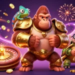 Experience thrilling gaming action at mb66 with an illustrated casino scene filled with vibrant characters and elements.