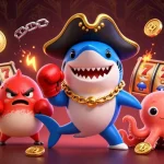 Engage with Pe888's thrilling slot experience alongside a pirate shark, boxing pufferfish, and treasure-holding octopus.