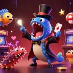 FIVE88 showcases a magician eel performing tricks amidst vibrant casino elements.