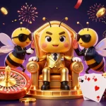 Experience the excitement of XO88 with a buzzing mob boss, wasp guards, and treasures in a bustling casino scene.