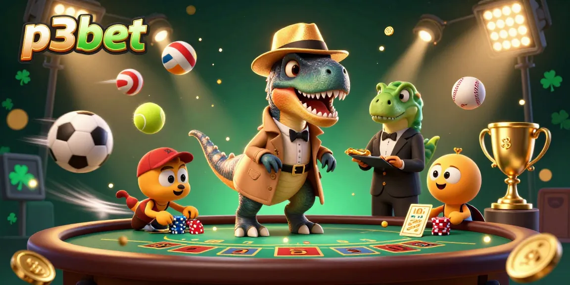 Engage in thrilling gameplay at p3bet with vibrant cartoon dinosaurs at the blackjack table.