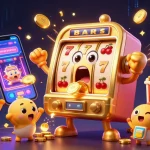 ML88 slot machine wins jackpot, surrounded by cheering baby slots and a popcorn machine.