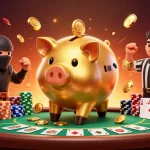 Experience the thrill of 88vv with animated casino characters at a poker table surrounded by vibrant gaming elements.