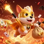 luck8 gamification illustration with a superhero dog, sidekick, and vibrant casino elements