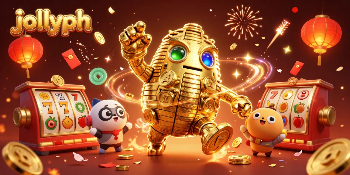 Experience thrilling gameplay at Jollyph with a dynamic casino illustration showcasing vibrant slot elements.