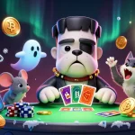 Engage with the 789bet casino, featuring a 3D cartoon monster dealer and vibrant game elements.