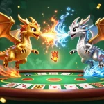 Experience three card poker action with dynamic 3D dragons and a vibrant poker table scene