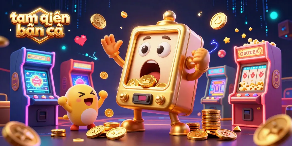 Experience the thrill of tam tiên bắn cá as golden coins pour from a jackpot-winning slot machine.